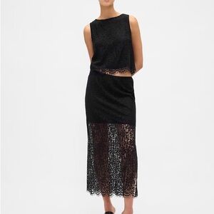 Gap Elegant Black Lace Skirt